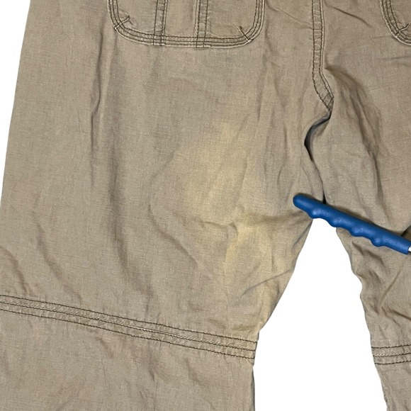Vintage Abercrombie & Fitch Womens M Khaki Linen Blend Cargo Pants Low Rise Flaw - Picture 4 of 16